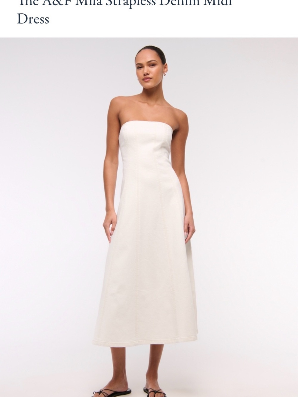 Abercrombie & Fitch Mila Strapless Denim Midi Dress stretch